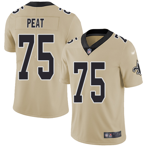 Men New Orleans Saints Limited Gold Andrus Peat Jersey NFL Football #75 Inverted Legend Jersey->new orleans saints->NFL Jersey